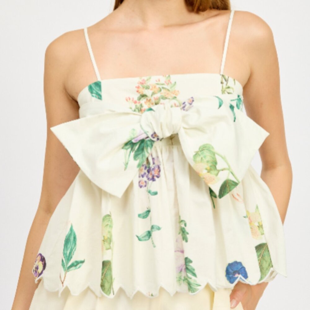 NEW EN Saison Ashley Babydoll Top – Ivory, NWT